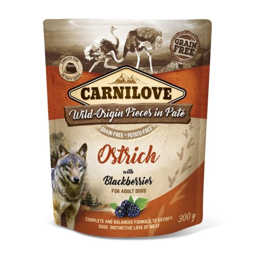 Carnilove Dog tasakos Paté Ostrich with Blackberries - Strucc szederrel 300g HU