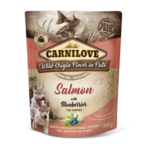 Carnilove Dog Puppy tasakos Paté Salmon with Blueberries - Lazac áfonyával 300g HU