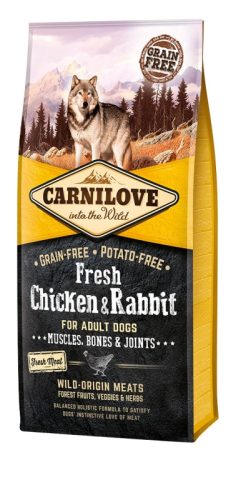 Carnilove Fresh Dog Adult Chicken&Rabbit - Felnőtt Szárazeledel - Csirke&Nyúl - Muscles, Bones&Joints 12kg