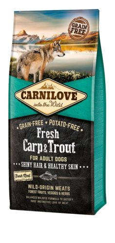 Carnilove Fresh Dog Adult Carp&Trout - Felnőtt Száraztáp - Ponty&Pisztráng - Hair&Healthy Skin 12kg
