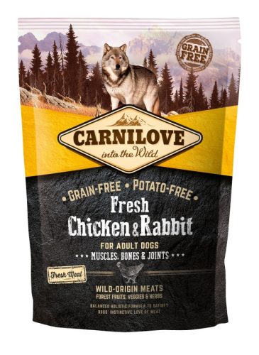 Carnilove Fresh Dog Adult Chicken&Rabbit - Felnőtt Szárazeledel - Csirke&Nyúl - Muscles, Bones&Joints 1,5kg