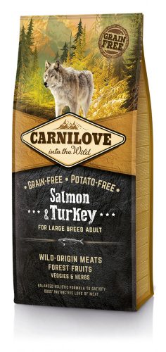 Carnilove Dog Adult Salmon&Turkey Large - Felnőtt Nagy testű Száraztáp -  Lazac és Pulyka 12kg