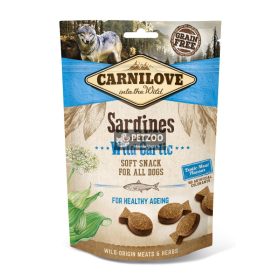   CARNILOVE DOG SEMI MOIST SNACK SARDINIA & GARLIC- SZARDÍNIA HÚSSAL ÉS FOKHAGYMÁVAL 200G