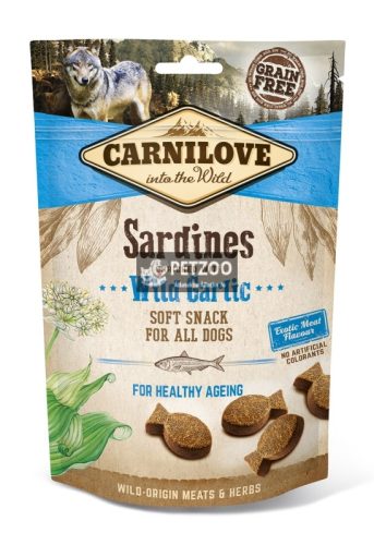 CARNILOVE DOG SEMI MOIST SNACK SARDINIA & GARLIC- SZARDÍNIA HÚSSAL ÉS FOKHAGYMÁVAL 200G