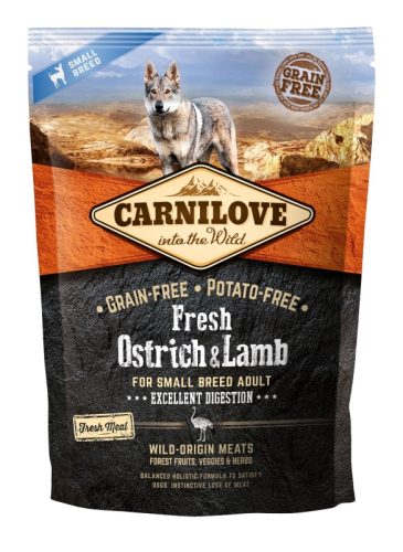 Carnilove Fresh Dog Adult Ostrich&Lamb -Felnőtt Száraztáp - Strucc&Bárány - Excellent Digestion 1,5kg