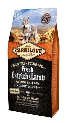 Carnilove Fresh Dog Adult Ostrich&Lamb Small - Felnőtt Száraztáp - Strucc&bárány - Excellent Digestion 6kg