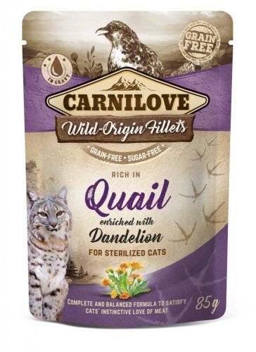 Carnilove Cat tasakos Quail with Dandelion for sterilized  - Fürj pitypanggal ivart. 85g