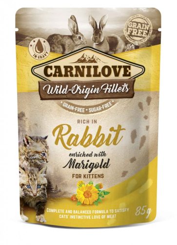 Carnilove Cat tasakos Kitten Rabbit with Marigold - Nyúl körömvirággal 85g