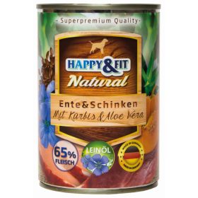   Happy&Fit Natural Dog Konzerv Kacsa&Sonka Sütőtökkel&Aloe Verával 400g