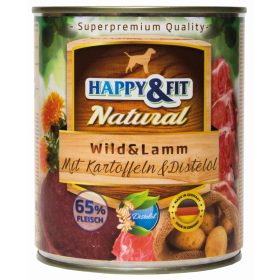   Happy&Fit Natural Dog Konzerv Vadhús&Bárány Burgonyával&Sáfrányolajjal 800g