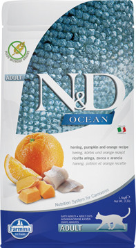 N&D Cat Ocean hering, sütőtök&narancs adult 1,5kg