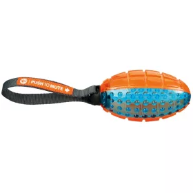   Játék Push to mute rugby labda kötéllel 12cm/27cm narancs/kék