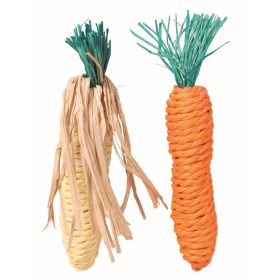   Fogkoptató Szalma Rágcsálóknak Kukorica És Répa 2db 15cm