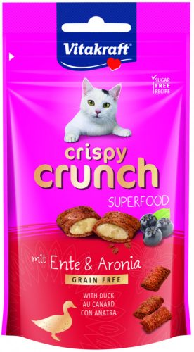 Vitakraft Crispy Crunch Macska Jutalomfalat Superfood Kacsa & Feketeberkenye 60g